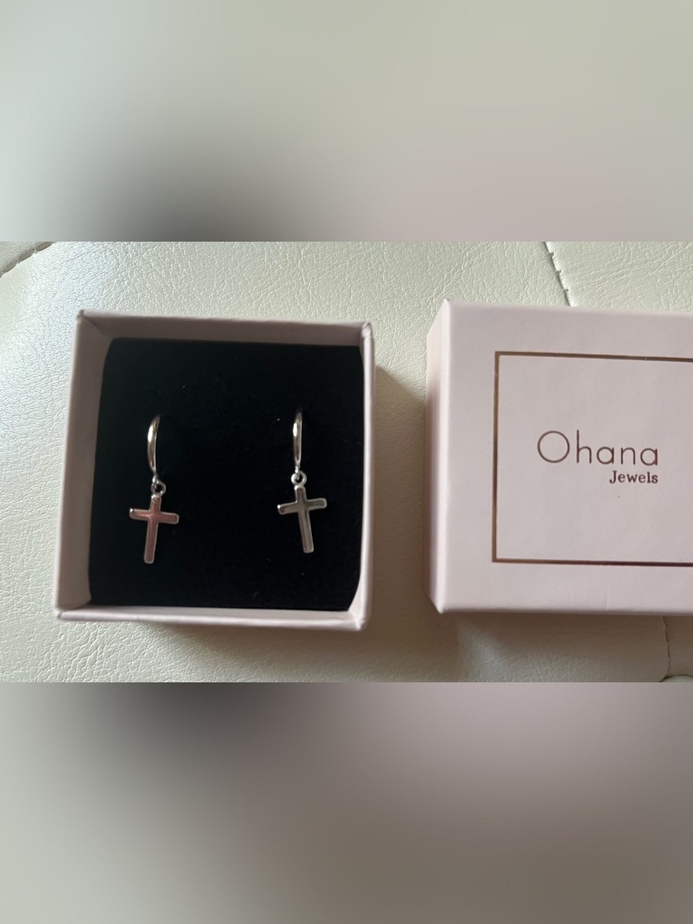 Ohana Jewels Silver Huggie Cross Earrings